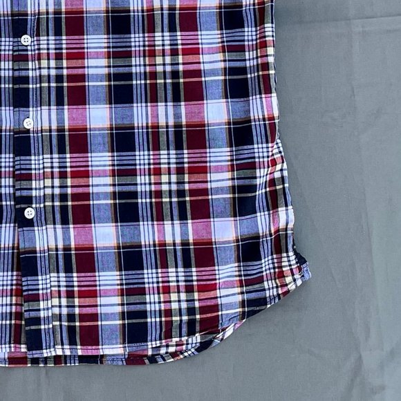 Old Navy Red Multicolor Plaid Button Down Shirt Men Size Large - Picture 6 of 13